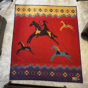Beaver State Pendleton Wool Blanket CELEBRATE THE HORSE Western Aztec Cowboy